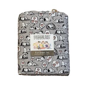 Peanuts Snoopy Dream of Love Valentine Heart Sheet Set Grey Full NEW